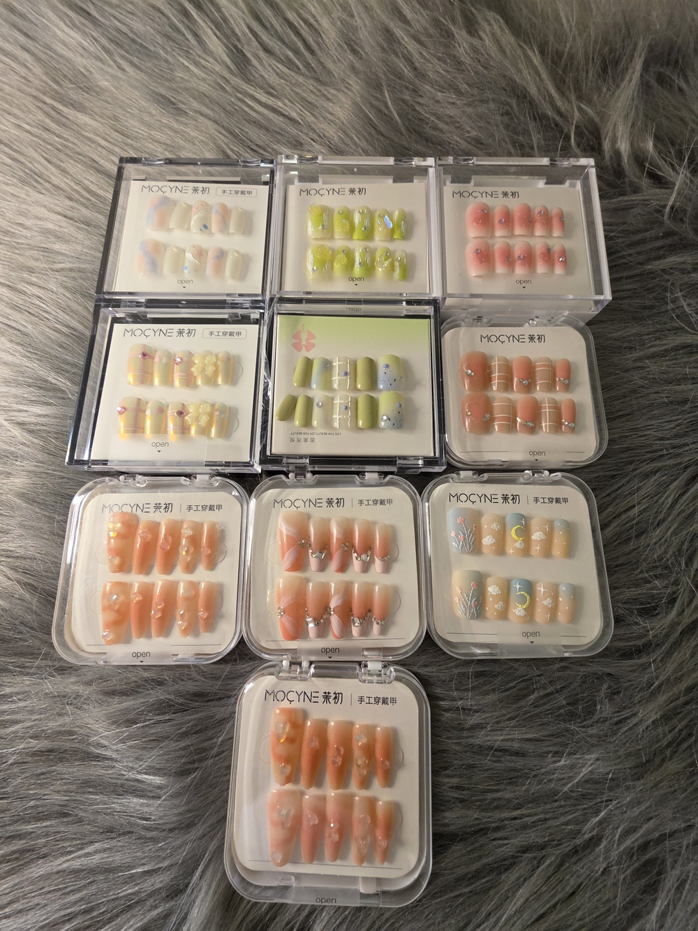 Peach & Pastel Press-On Nail Set - Peach, Green, Pink Options